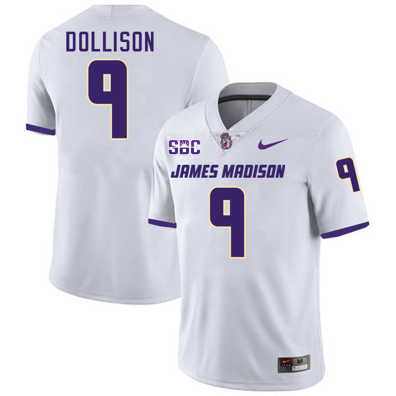 #9 Omarion Dollison JMU Jersey,James Madison Dukes Football Jerseys Stitched-White